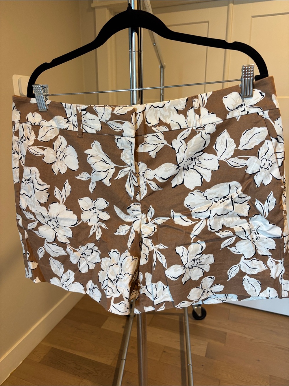 Ann Taylor Brown Shorts with White Floral Print